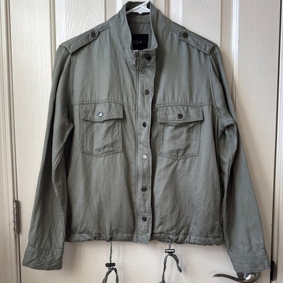 ASO Rails Collin’s Utility Sage Green Jacket Lyocell-Linen Blend Small - Picture 4 of 14
